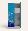 Slimline Printed Steel 2 Door Wardrobe In Teal Blue Colour With Locker