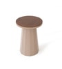 Slip Metal Side Table in Dusty Beige & Exotic Teak Finish
