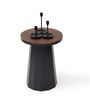 Slip Metal Side Table in Matte Black & Exotic Teak Finish