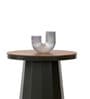 Slip Metal Side Table in Olive Green & Exotic Teak Finish