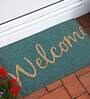Blue Coir Slogan Pattern 24X16 Inch Stain Resistant Door Mat