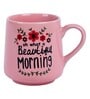 Slogan Printed 300ml Pink & Black Ceramic (Set of 4) Coffee Mug