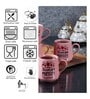 Slogan Printed 300ml Pink & Black Ceramic (Set of 4) Coffee Mug
