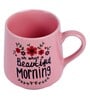 Slogan Printed 300ml Pink & Black Ceramic (Set of 4) Coffee Mug