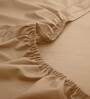 Beige Solid 200 TC 100% Cotton Single Bed Sized Fitted Bed Sheets with 2 Pillow Covers