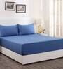 Blue Solid 200 TC 100% Cotton Single Bed Sized Bed Sheets With 1 Pillow Cover