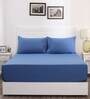 Blue Solid 200 TC 100% Cotton Single Bed Sized Bed Sheets With 1 Pillow Cover