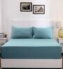 Blue Solid 200 TC 100% Cotton Single Bed Sized Bed Sheets With 1 Pillow Cover