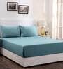 Blue Solid 200 TC 100% Cotton Single Bed Sized Bed Sheets With 1 Pillow Cover