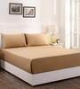 Brown Solid 200 TC 100% Cotton Single Bed Sized Bed Sheets With 1 Pillow Cover