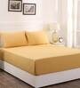 Gold Solid 200 TC 100% Cotton Single Bed Sized Bed Sheets With 1 Pillow Cover