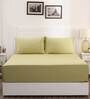 Green Solid 200 TC 100% Cotton Single Bed Sized Bed Sheets With 1 Pillow Cover