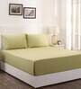 Green Solid 200 TC 100% Cotton Single Bed Sized Bed Sheets With 1 Pillow Cover