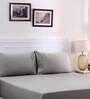 Grey Solid 200 TC 100% Cotton Single Bed Sized Fitted Bed Sheets with 2 Pillow Covers