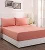 Peach Solid 200 TC 100% Cotton Single Bed Sized Bed Sheets With 1 Pillow Cover