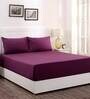 Purple Solid 200 TC 100% Cotton Single Bed Sized Bed Sheets With 1 Pillow Cover