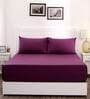 Purple Solid 200 TC 100% Cotton Single Bed Sized Bed Sheets With 1 Pillow Cover