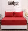 Red Solid 200 TC 100% Cotton Single Bed Sized Bed Sheets With 1 Pillow Cover