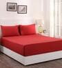 Red Solid 200 TC 100% Cotton Single Bed Sized Bed Sheets With 1 Pillow Cover