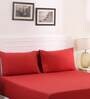 Red Solid 200 TC 100% Cotton Single Bed Sized Fitted Bed Sheets with 2 Pillow Covers