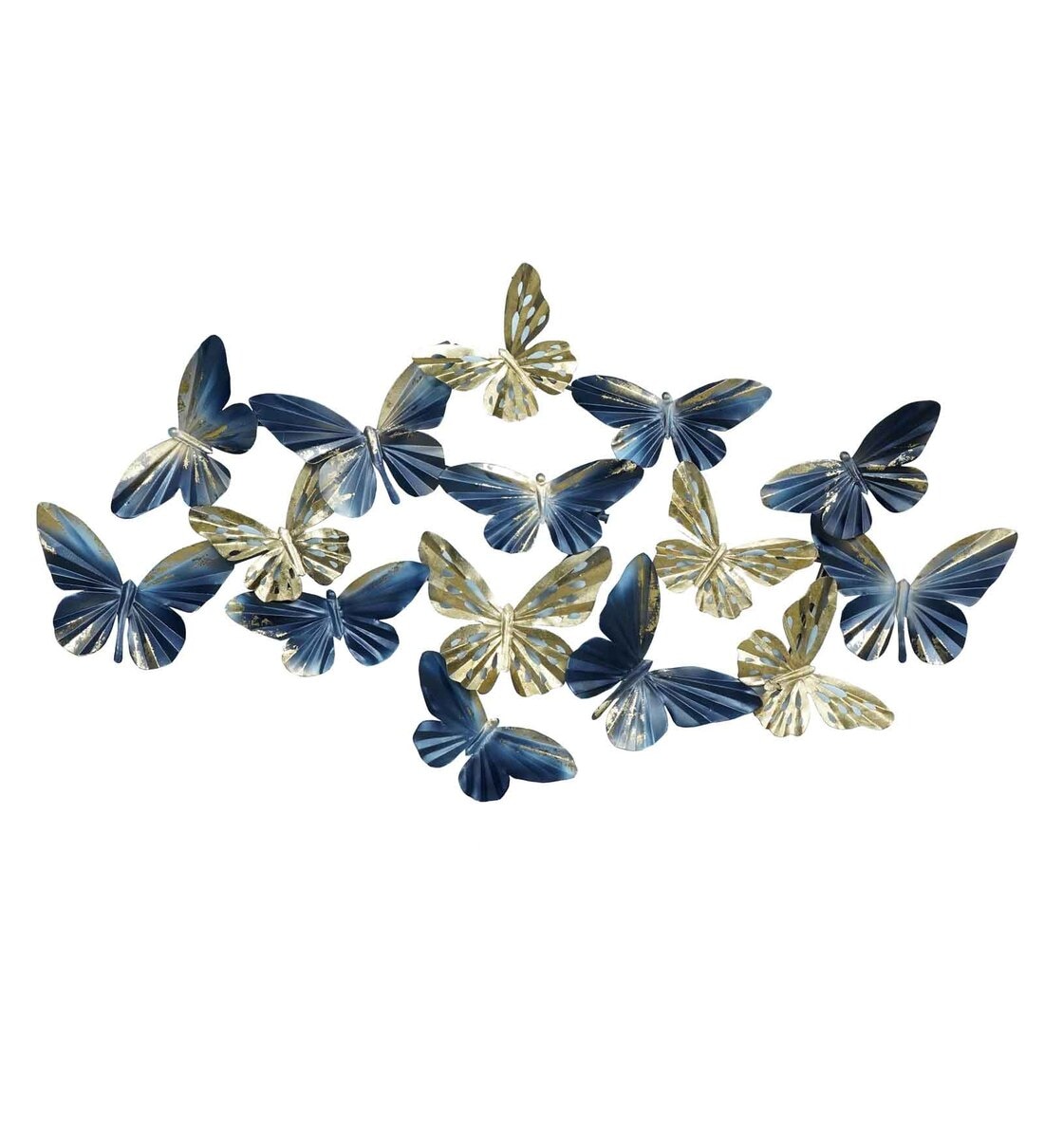 Buy Smoky Blue And Golden Iron Swarm Of Butterfly Metal Wall Art by The