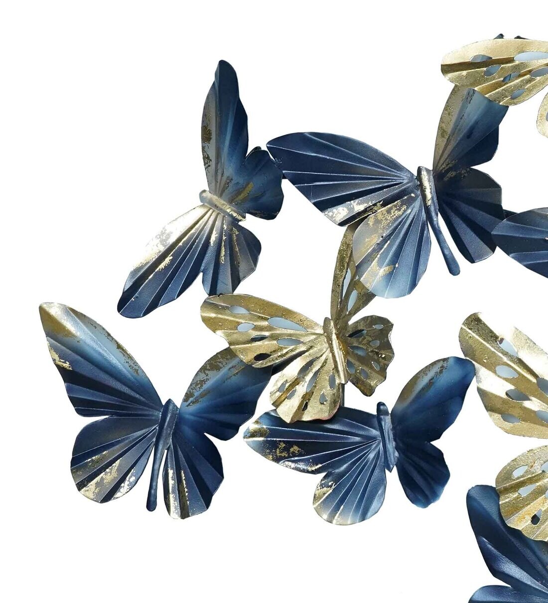 Buy Smoky Blue And Golden Iron Swarm Of Butterfly Metal Wall Art by The