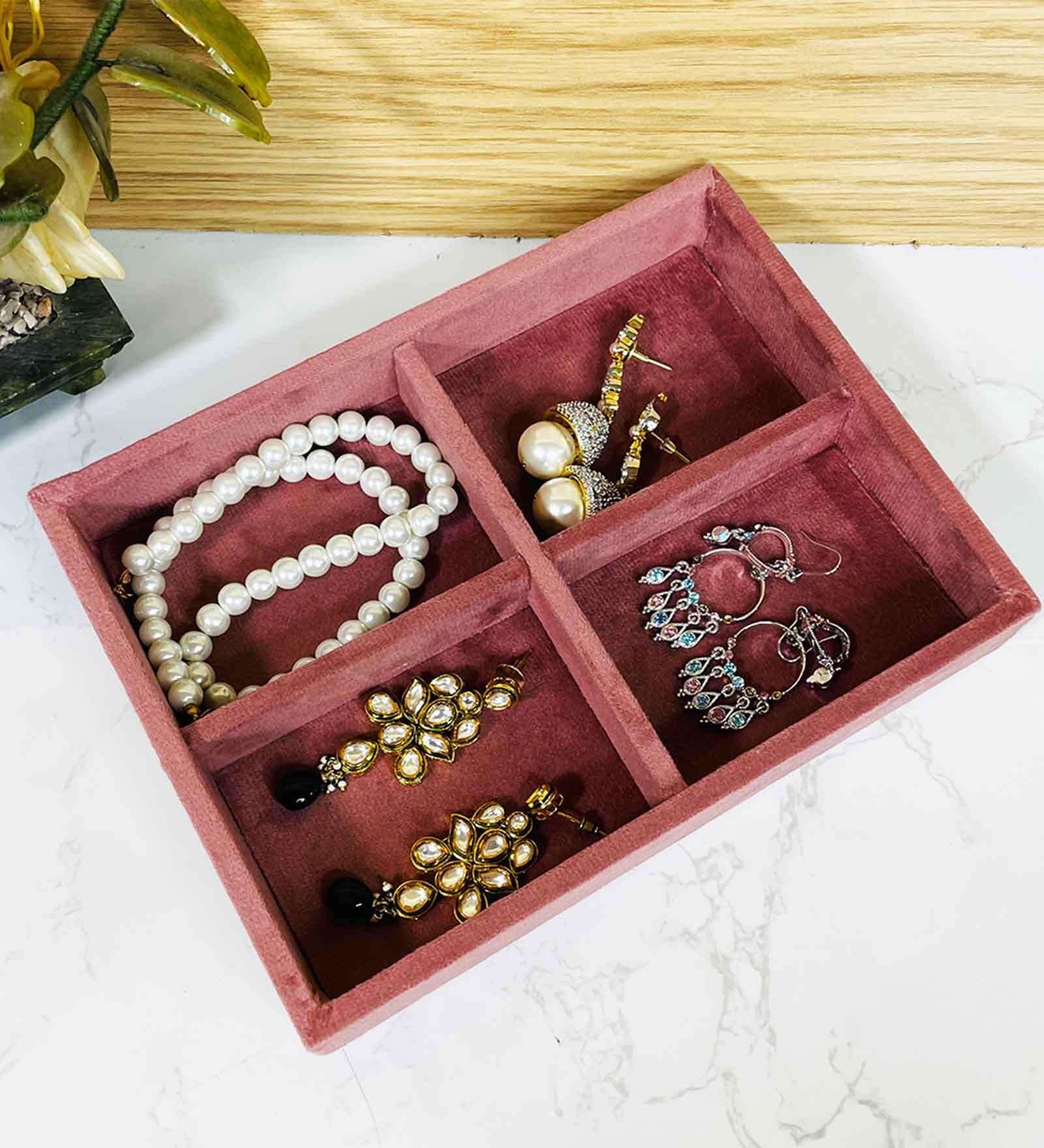 Pink Small 4 Grids Jewellery Tray