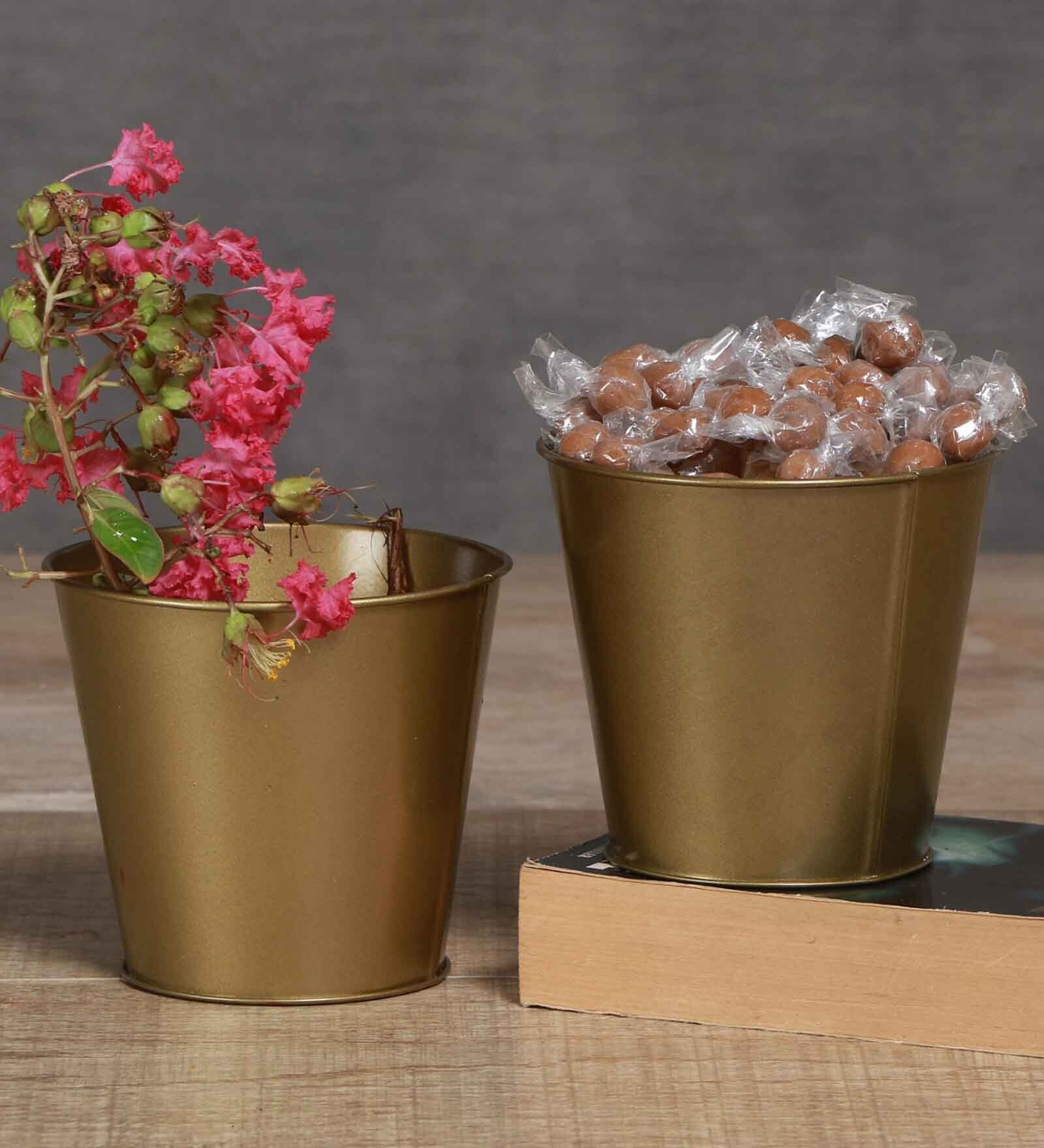 Small Gold Iron (Set of 2) Desk Pot