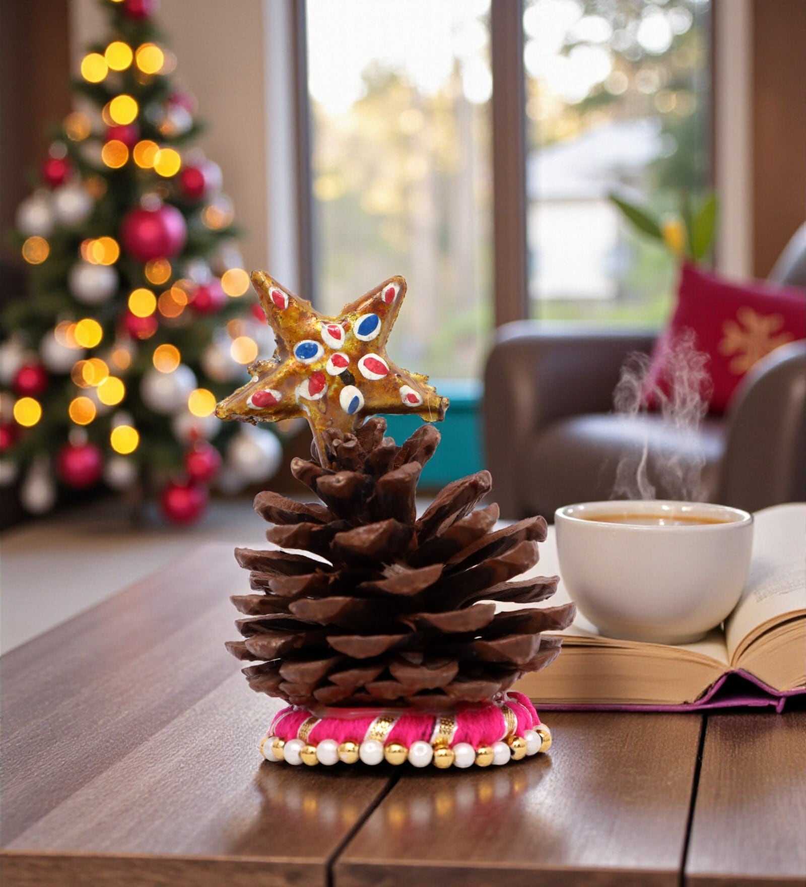 Small Pincone Stand With Star