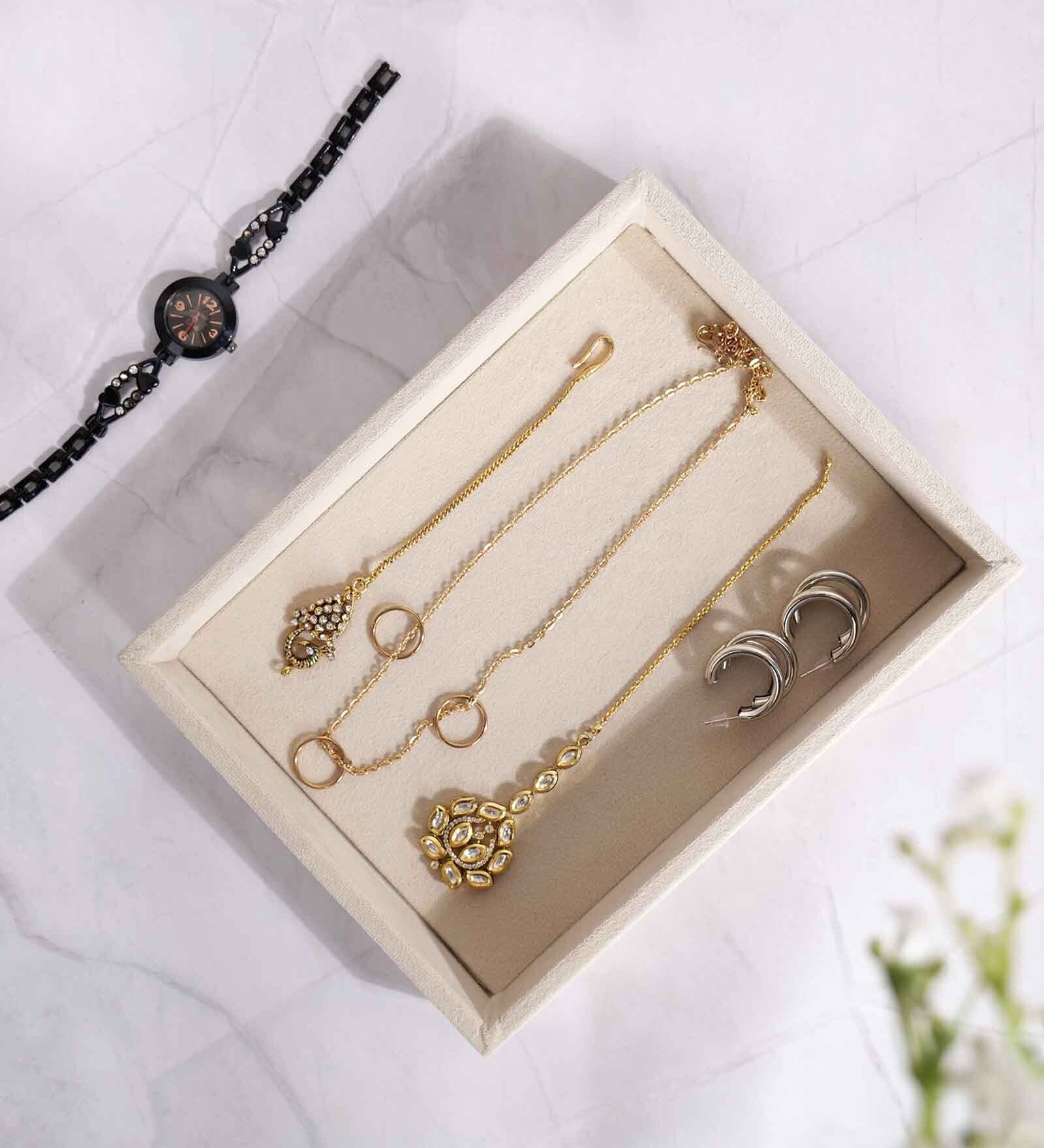 Cream Small Plain Jewellery Tray