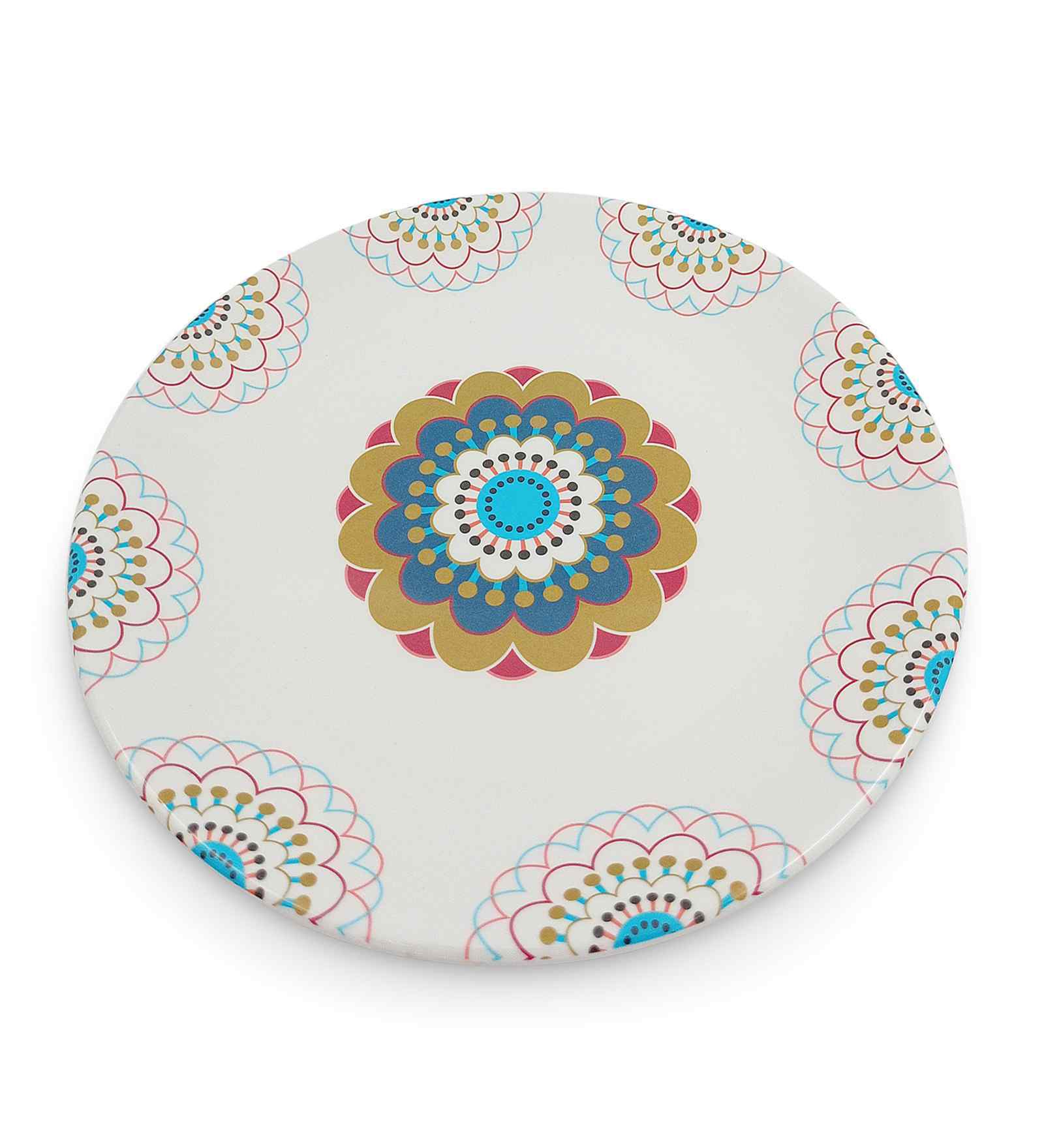 Small Plate Set    Turquise Bloom 7.25  , Stain Free, Glazed Finish, Pure Melamine ,6 Nos.