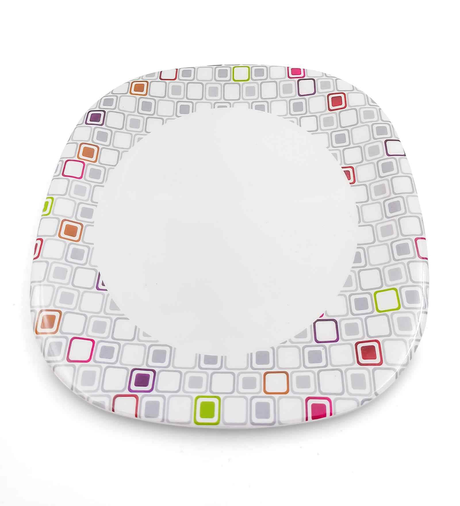 Small Plate Set   Candy Blocks 7.5  , Stain Free, Glazed Finish, Pure Melamine ,6 nos.