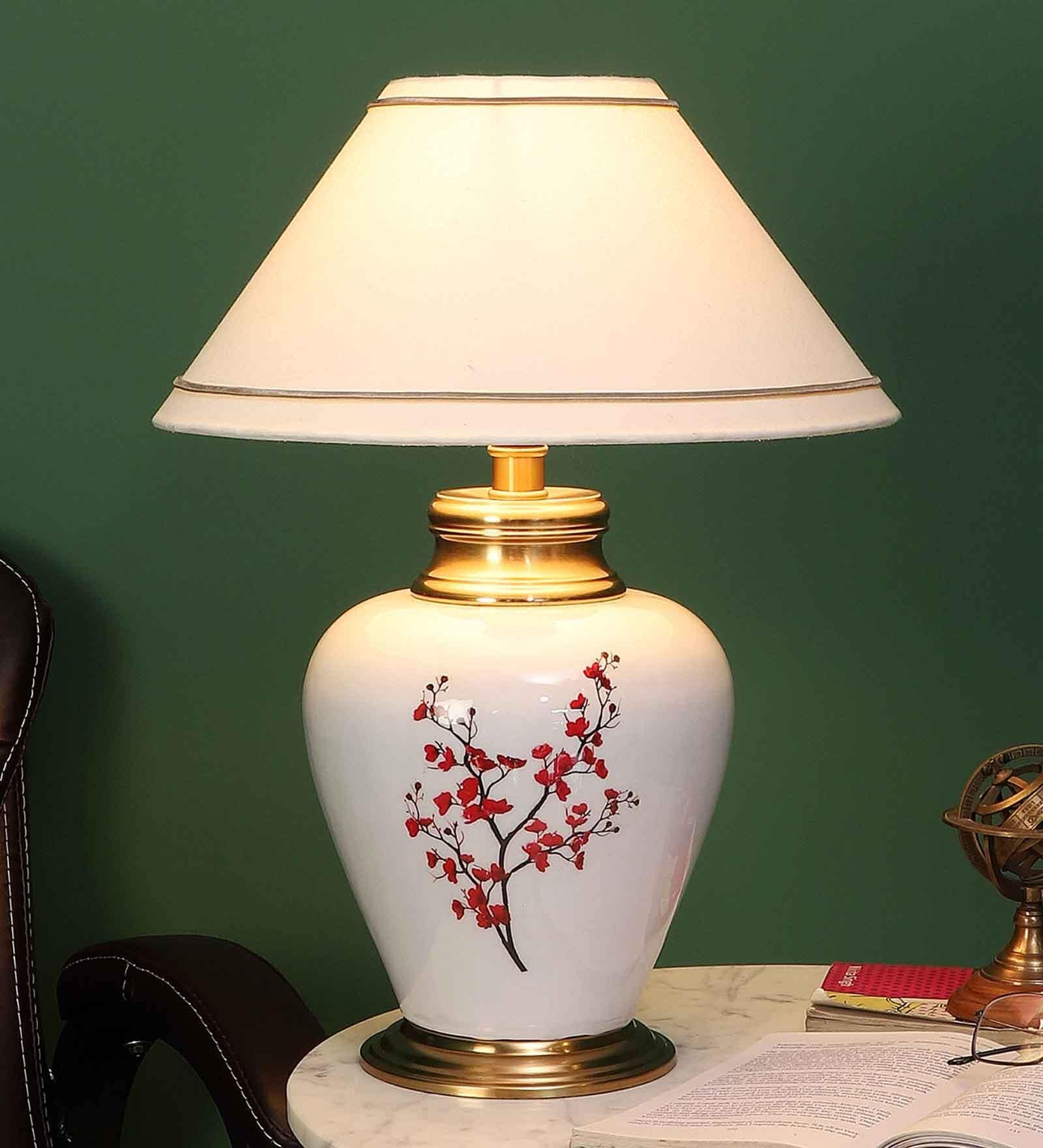 Buy Small Red Plant On Matka Table Lamp By Pristine Interiors At 2% Off 