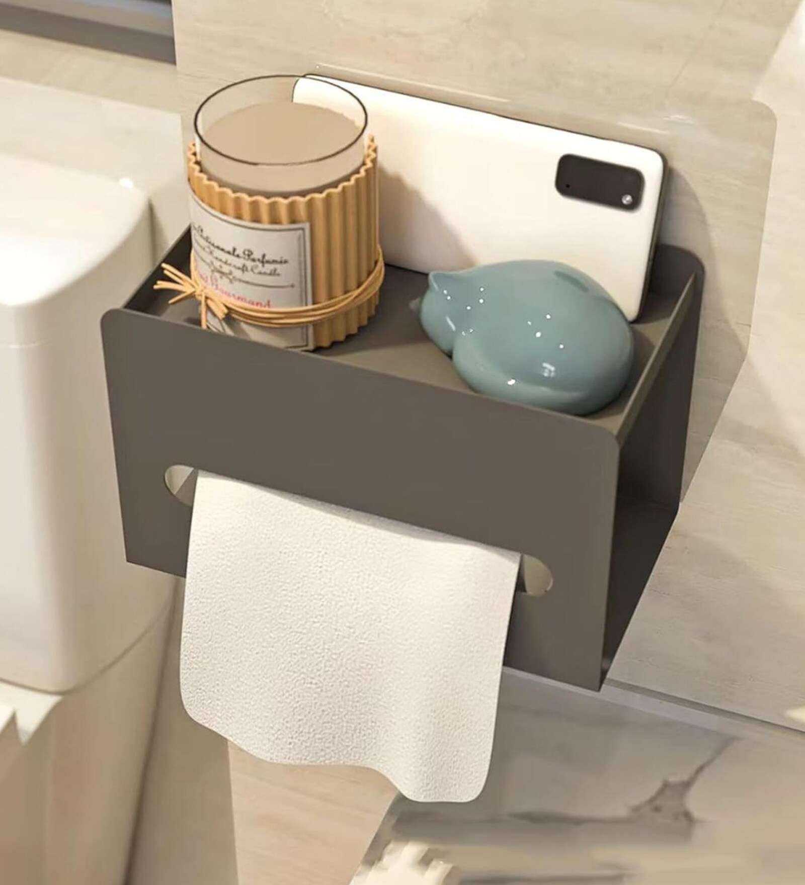 Grey Carbon Steel Tissue Box Holder