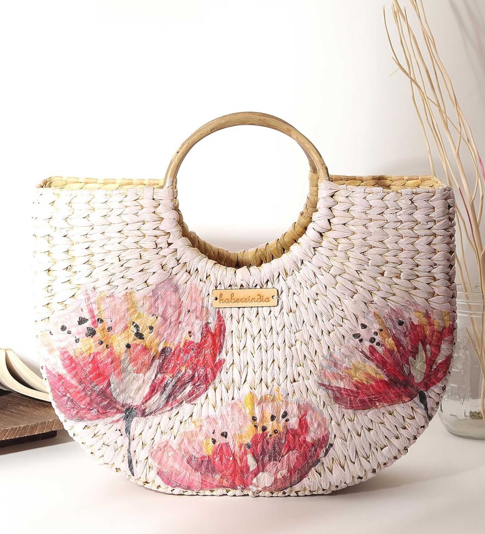 Small Tote Bag | Straw Bag | Basket Bag | Beach Bags for Women | Boho Bag | Women Handbag | Half Moon Bag (Design 02)
