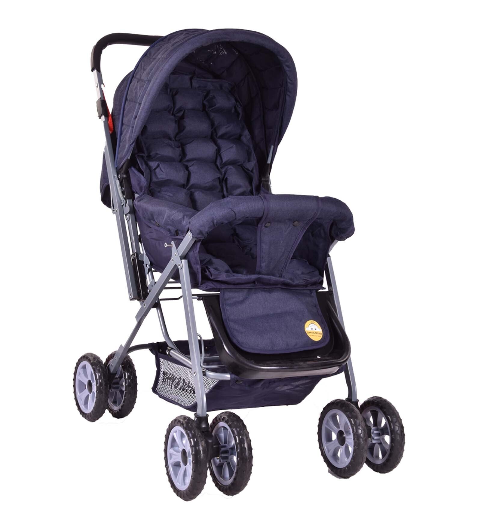 Smart & Safe Premium Baby Stroller Cum Pram In Dark Blue Colour