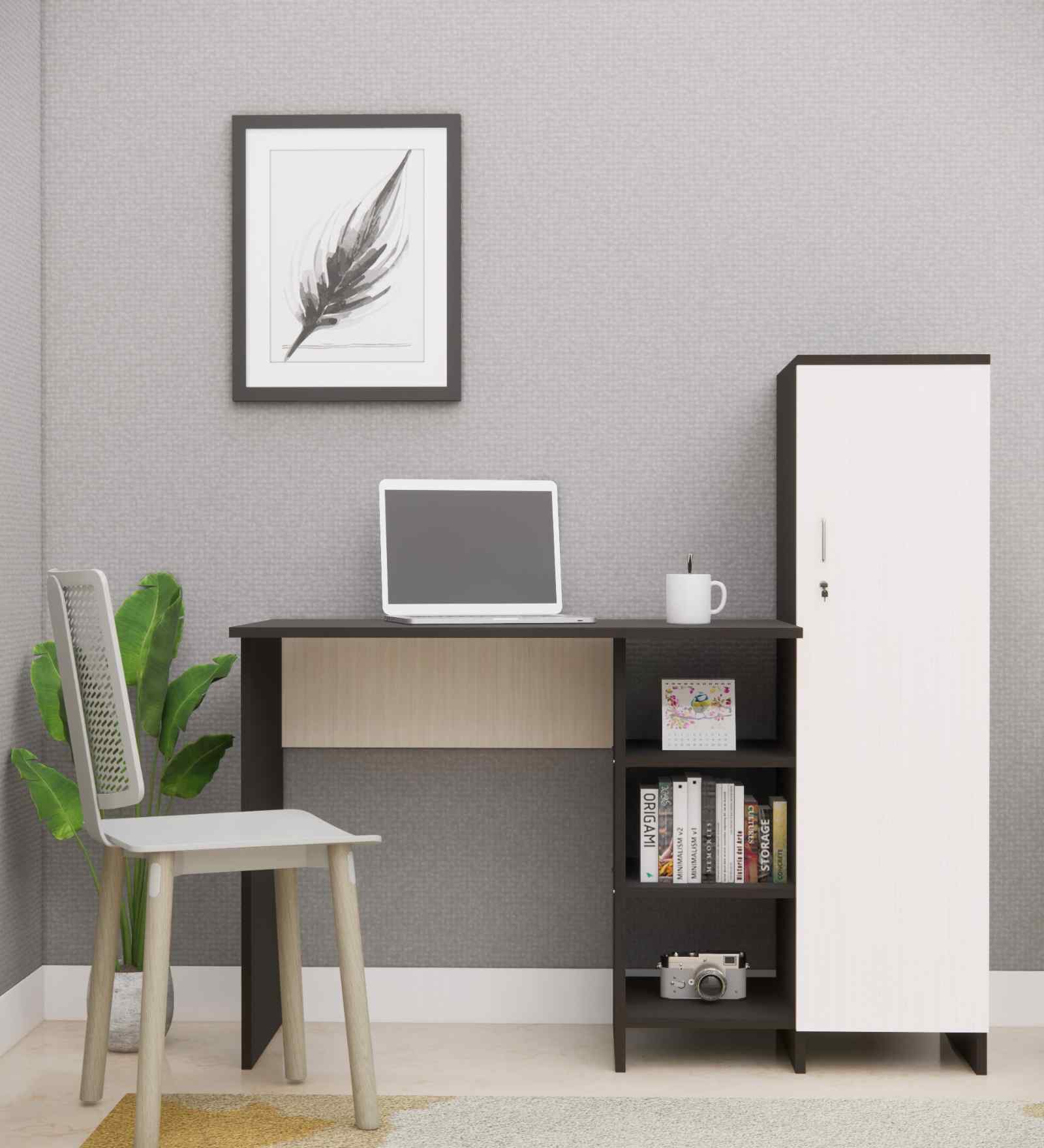 Smart Multipurpose Hutch Desk with storage in Highland Pine & Chiyoda Wange Finish