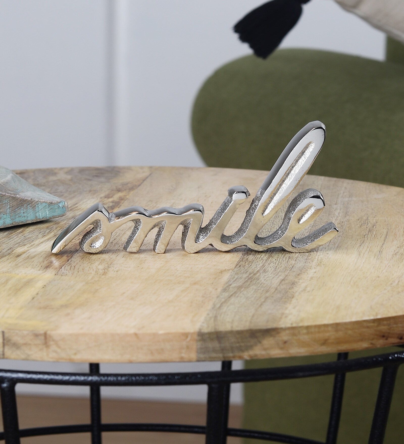 Smile Silver Aluminium Showpiece