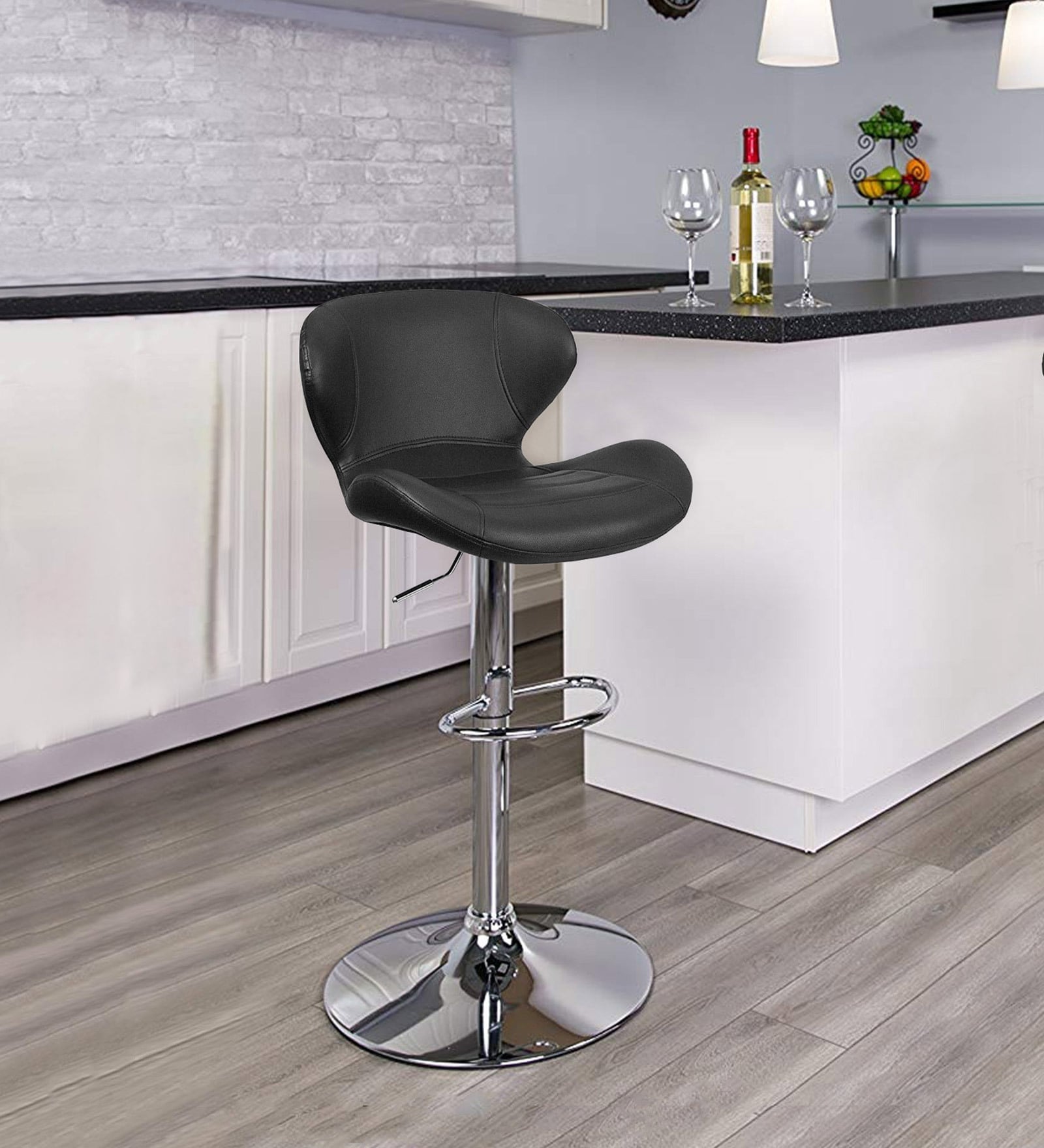 Buy Smiley Bar Stool with Height Adjustable in Black by Workspace by ...