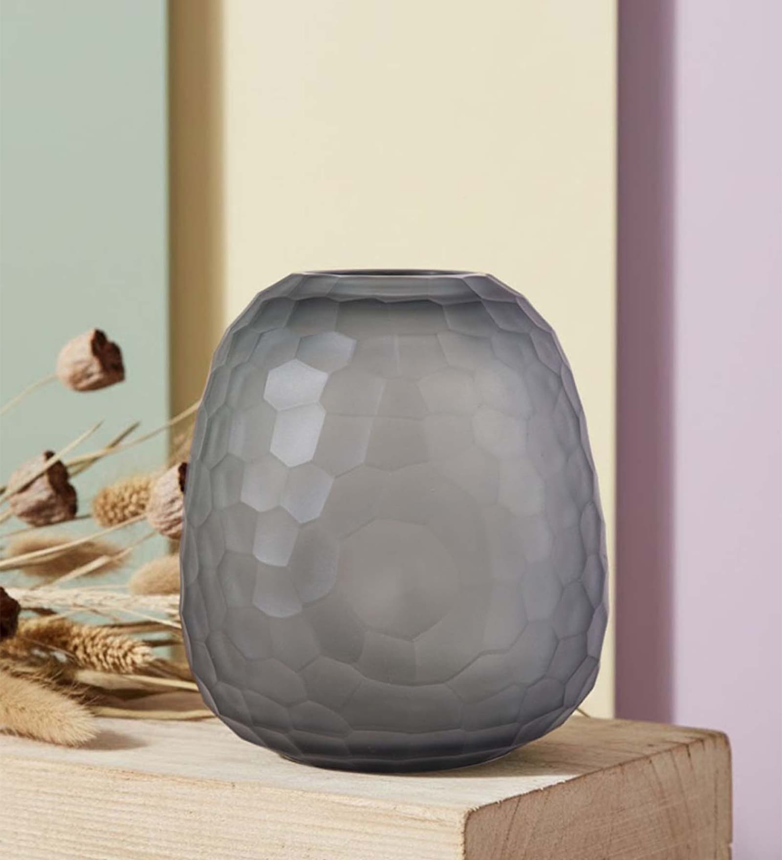 Smokey Frost Glass Vase
