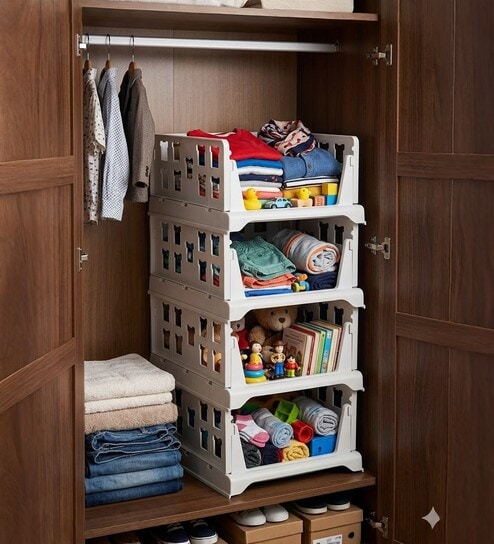 White Small Cloth Rack Shirt Stracker Organizer