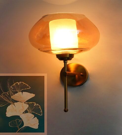 Small Kachori Glass Vintage Globe Wall Sconce Brass Light