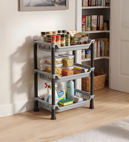 Grey Small Kitchen Rack 3 Layer