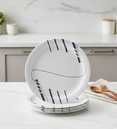 Small Plate Set    Strip & Ropes 7.5  , Stain Free, Glazed Finish, Pure Melamine ,6 Nos.