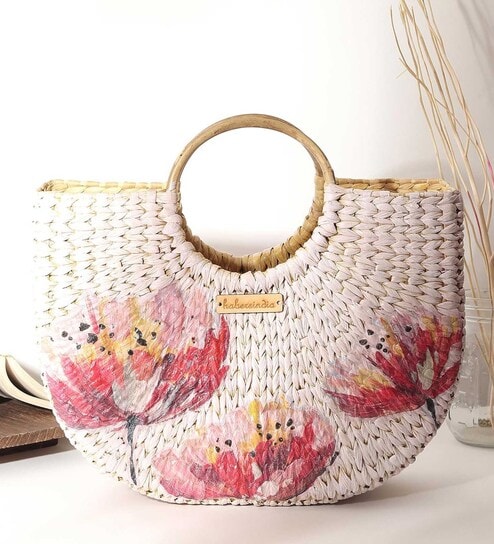 Small Tote Bag | Straw Bag | Basket Bag | Beach Bags for Women | Boho Bag | Women Handbag | Half Moon Bag (Design 02)