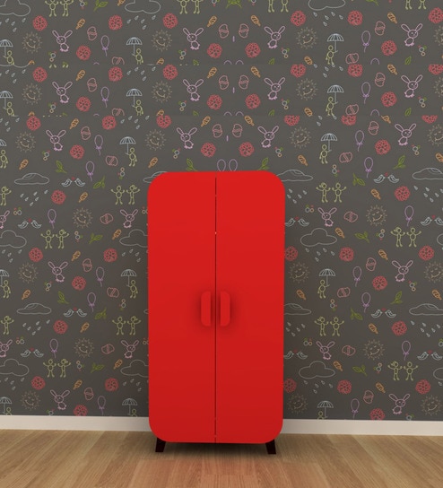 Buy Small Wardrobe In Red Finish By Lycka Online 2 Door