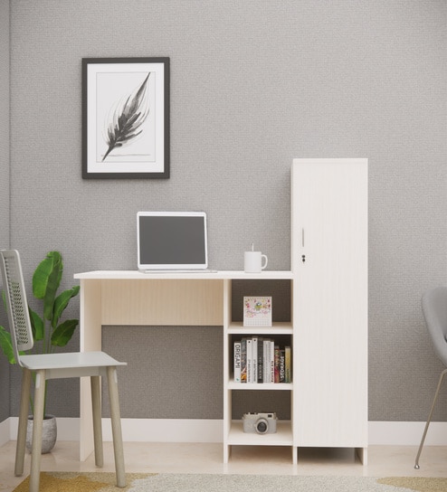 Smart Multipurpose Hutch Desk with storage in Highland Pine Finish