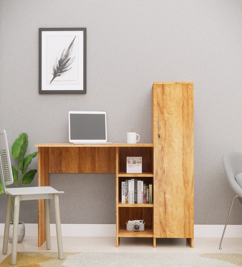 Smart Multipurpose Hutch Desk with storage in Plateau Apple Finish