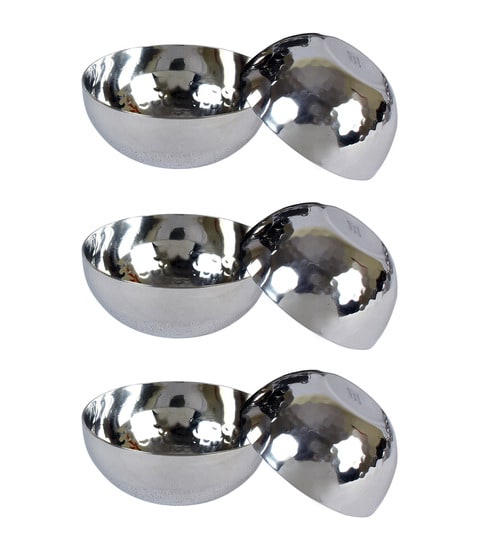 Groove Silver Stainless Steel (Set of 6) Dinner Bowl