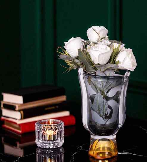 Smokey Horizon Glass Vase